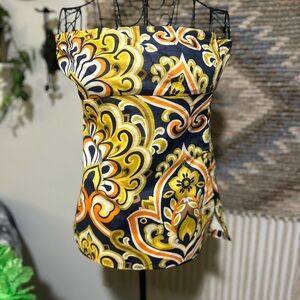 J. Crew Colorful Strapless Paisley Top